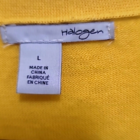 HALOGEN WOMEN'S 100%MERINO WOOL BUTTON FRONT CARDIGAN YELLOW SIZE L - Picture 8 of 9